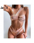 In-x Sexy golden bikini 2020 mujer błyszczący kostium kąpielowy damski wąż bikini set nieregularne stroje kąpielowe damskie kost