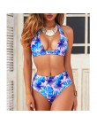 2019 Sexy wysokiej talii nadruk w kropki strój kąpielowy bikini kobiety zestaw bikini push up z ramiączkami kostium kąpielowy da
