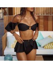 In-x czarny strój kąpielowy ze spódnicą Sexy wysokiej talii bikini 2020 strój kąpielowy z falbanką damskie stroje kąpielowe kobi