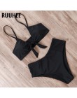 RUUHEE strój kąpielowy bikini kobiety strój kąpielowy 2019 bikini wysokie w talii Push Up węzeł z przodu strój kąpielowy kobiety