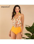 2020 Sexy wysokiej talii strój kąpielowy Bikini kobiety strój kąpielowy z falbanką Vintage Bikini w stylu Retro Plus Size kostiu
