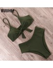 RUUHEE strój kąpielowy bikini kobiety strój kąpielowy 2019 bikini wysokie w talii Push Up węzeł z przodu strój kąpielowy kobiety