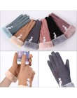 Sparsil Women ekran dotykowy zamszowe rękawiczki zimowe dwuwarstwowe futrzane rękawiczki ciepłe śnieżynka hafty Outdoor modne rę