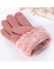 Sparsil Women ekran dotykowy zamszowe rękawiczki zimowe dwuwarstwowe futrzane rękawiczki ciepłe śnieżynka hafty Outdoor modne rę