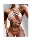 In-x Sexy golden bikini 2020 mujer błyszczący kostium kąpielowy damski wąż bikini set nieregularne stroje kąpielowe damskie kost