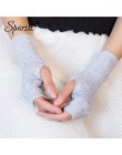 Sparsil damskie zimowe dzianiny bez palców wełniane rękawiczki ciepłe stałe Stretch pół rękawiczki Lady Knitting krótkie kaszmir