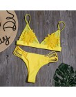 Sexy kwiat Bikini we wzory zestaw kobiety stałe brazylijskie Bikini strój kąpielowy zasznurować strój kąpielowy niskiej talii st
