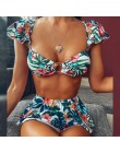 Bikini z wysoką talią 2020 Mujer strój kąpielowy z odsłoniętymi ramionami kobiet Push up kostium kąpielowy Sexy czarny strój kąp