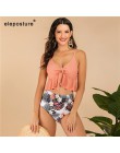 2020 Sexy wysokiej talii strój kąpielowy Bikini kobiety strój kąpielowy z falbanką Vintage Bikini w stylu Retro Plus Size kostiu