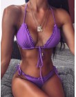 Hirigin Sexy Ruffles Bikini Set kobiety bandaż Push Up wypełnione stringi Biquini strój kąpielowy dla kobiet wiązane na szyi pla