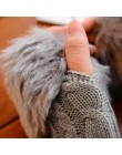 Rękawiczki zimowe damskie rękawiczki bez palców bez palców pompon Faux futerkowe rękawice na nadgarstki dzianiny Patchwork Guant