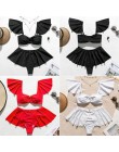 In-x czarny strój kąpielowy ze spódnicą Sexy wysokiej talii bikini 2020 strój kąpielowy z falbanką damskie stroje kąpielowe kobi