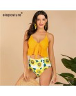 2020 Sexy wysokiej talii strój kąpielowy Bikini kobiety strój kąpielowy z falbanką Vintage Bikini w stylu Retro Plus Size kostiu