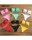 OMKAGI Bandeau Bikini 2020 strój kąpielowy kobiety stroje kąpielowe Biquinis Sexy Push Up pływanie strój kąpielowy kostiumy kąpi