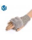Rękawiczki zimowe damskie rękawiczki bez palców bez palców pompon Faux futerkowe rękawice na nadgarstki dzianiny Patchwork Guant