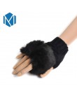 Rękawiczki zimowe damskie rękawiczki bez palców bez palców pompon Faux futerkowe rękawice na nadgarstki dzianiny Patchwork Guant