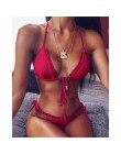 Hirigin Sexy Ruffles Bikini Set kobiety bandaż Push Up wypełnione stringi Biquini strój kąpielowy dla kobiet wiązane na szyi pla