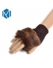 Rękawiczki zimowe damskie rękawiczki bez palców bez palców pompon Faux futerkowe rękawice na nadgarstki dzianiny Patchwork Guant