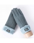 Sparsil Women ekran dotykowy zamszowe rękawiczki zimowe dwuwarstwowe futrzane rękawiczki ciepłe śnieżynka hafty Outdoor modne rę