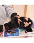 Rękawiczki zimowe damskie rękawiczki bez palców bez palców pompon Faux futerkowe rękawice na nadgarstki dzianiny Patchwork Guant