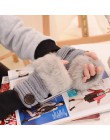 Rękawiczki zimowe damskie rękawiczki bez palców bez palców pompon Faux futerkowe rękawice na nadgarstki dzianiny Patchwork Guant