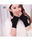 Sparsil damskie zimowe dzianiny bez palców wełniane rękawiczki ciepłe stałe Stretch pół rękawiczki Lady Knitting krótkie kaszmir