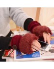 Rękawiczki zimowe damskie rękawiczki bez palców bez palców pompon Faux futerkowe rękawice na nadgarstki dzianiny Patchwork Guant