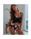 2020 Sexy wysokiej talii strój kąpielowy Bikini kobiety strój kąpielowy z falbanką Vintage Bikini w stylu Retro Plus Size kostiu
