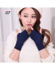 Sparsil damskie zimowe dzianiny bez palców wełniane rękawiczki ciepłe stałe Stretch pół rękawiczki Lady Knitting krótkie kaszmir