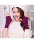 Sparsil damskie zimowe dzianiny bez palców wełniane rękawiczki ciepłe stałe Stretch pół rękawiczki Lady Knitting krótkie kaszmir