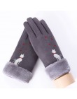 Sparsil Women ekran dotykowy zamszowe rękawiczki zimowe dwuwarstwowe futrzane rękawiczki ciepłe śnieżynka hafty Outdoor modne rę