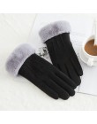 Sparsil Women ekran dotykowy zamszowe rękawiczki zimowe dwuwarstwowe futrzane rękawiczki ciepłe śnieżynka hafty Outdoor modne rę