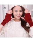 Sparsil damskie zimowe dzianiny bez palców wełniane rękawiczki ciepłe stałe Stretch pół rękawiczki Lady Knitting krótkie kaszmir