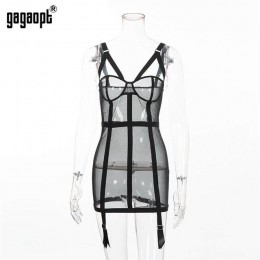 Gagaopt 2020 strój koronkowy kobiety Sexy sukienki perspektywa czarna moda Mini sukienki bandażowe typu bodycon Club Vestidos sz
