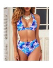 2019 Sexy wysokiej talii nadruk w kropki strój kąpielowy bikini kobiety zestaw bikini push up z ramiączkami kostium kąpielowy da
