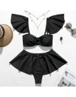 Bikini z wysoką talią 2020 Mujer strój kąpielowy z odsłoniętymi ramionami kobiet Push up kostium kąpielowy Sexy czarny strój kąp