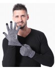Zima jesień ciepłe męskie rękawiczki z dzianiny elastyczne pełne rękawiczki męskie pogrubiona wełna kaszmirowe gładkie rękawiczk