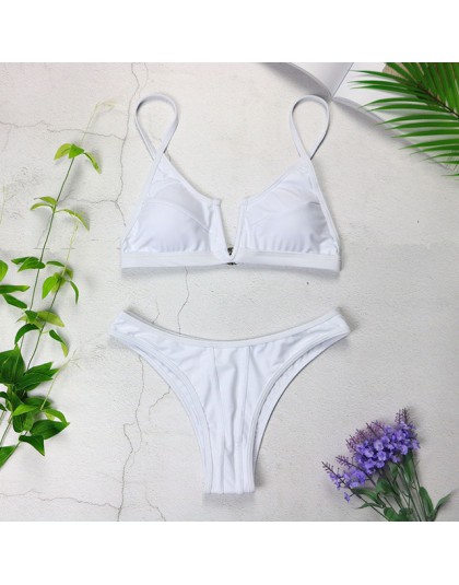 Sexy Bandeau Bikini 2020 nowy V Neck Bikini stroje kąpielowe Push Up stroje kąpielowe kobiet brazylijski Bikini Set kostiumy kąp