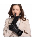 Zimowe rękawiczki wełniane rękawiczki damskie prawdziwe futro z owczej skóry ciepłe rękawiczki eleganckie damskie pełne palce z 