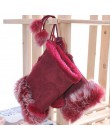 Moda kobiety Faux futra królika ręcznie zimowe rękawiczki bez palców rękawiczki ciepłe skórzane zamszowe rękawiczki cieplej ręka