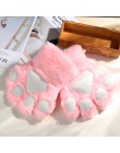 1 para kobiety dziewczyny słodki kociak kotek Paw pazur ciepłe rękawiczki miękkie Anime Cosplay pluszowe na Halloween akcesoria 