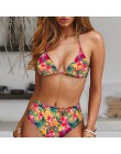 2019 Sexy wysokiej talii nadruk w kropki strój kąpielowy bikini kobiety zestaw bikini push up z ramiączkami kostium kąpielowy da