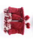 Moda kobiety Faux futra królika ręcznie zimowe rękawiczki bez palców rękawiczki ciepłe skórzane zamszowe rękawiczki cieplej ręka