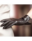Wysokiej jakości eleganckie kobiety prawdziwa skóra jagnięca rękawiczki jesienno-zimowa termiczna gorący modny żeński rękawica L