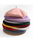 Francuski styl jednokolorowa na co dzień Vintage damska czapka Beret zwykły czapka dziewczęca wełna ciepłe zimowe berety czapki 