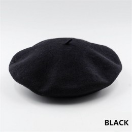 Francuski styl jednokolorowa na co dzień Vintage damska czapka Beret zwykły czapka dziewczęca wełna ciepłe zimowe berety czapki 