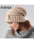 FURTALK czapka zimowa z dzianiny damska czapka luźna czapka Beanie dla dziewczynki czapka Skullies A047