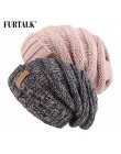 FURTALK czapka zimowa z dzianiny damska czapka luźna czapka Beanie dla dziewczynki czapka Skullies A047