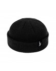 2020 moda czapka zimowa Unisex mężczyźni Cuffed Cib czapka z dzianiny krótki Melon Ski czapki jesień zima Solid Color Casual cza