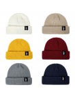 2020 moda czapka zimowa Unisex mężczyźni Cuffed Cib czapka z dzianiny krótki Melon Ski czapki jesień zima Solid Color Casual cza